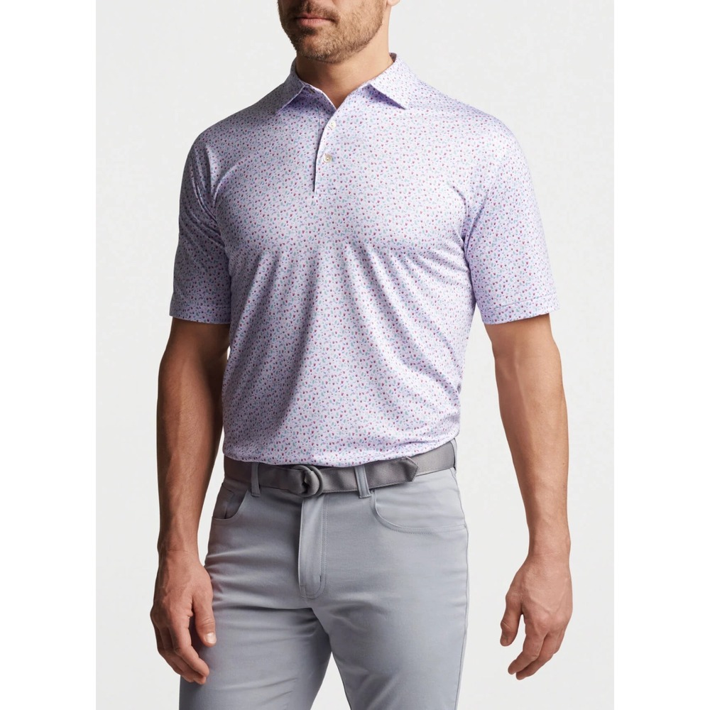 Peter Millar Size L Golf Dazed & Transfused Performance Polo Summer Shirt Wine g